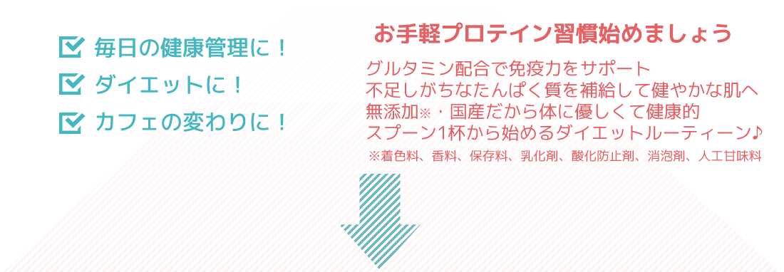 お手軽プロテイン習慣始めましょうグルタミン配合で免疫力アップ不足しがちなたんぱく質を補給して健やかな肌へ